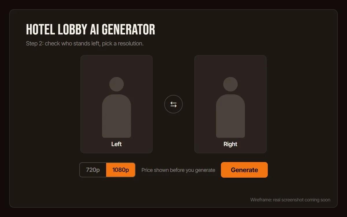 Both photo slots filled, with the swap button and resolution choice